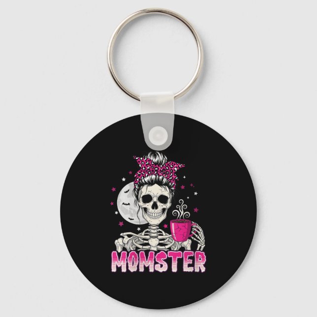 Porte-clés Femme Momster Crâne Maman Café Lover Halloween Me (Recto)