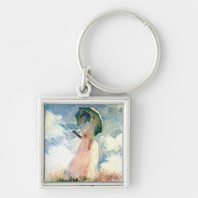Porte-clés Femme Monet avec un parasol face à gauche (Devant)