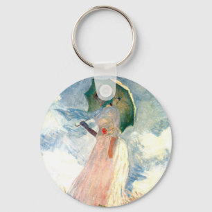 Porte-clés Femme Monet avec un parasol face à gauche