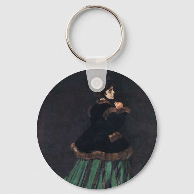 Porte-clés Femme Monet en robe verte (Recto)