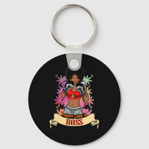 Porte-clés Femme Noire Autonomisée Boxe Magie Kickboxing Fill