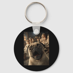 Porte-clés Femme Pug Drôle Selfie Avec Poupées Effrayantes Ép