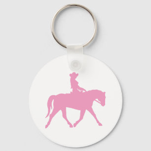 Porte-clés Femme qui monte son cheval (rose)