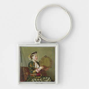 Porte-clés Femme turque avec un tambour de basque
