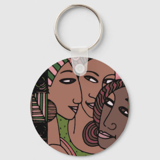 Porte-clés Femmes afro-américaines roses et vertes