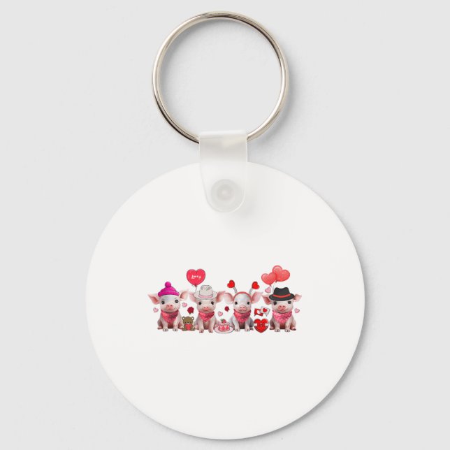 Porte-clés Femmes Cochons de Saint Valentin Fête de la Ferme  (Recto)