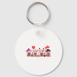 Porte-clés Femmes Cochons de Saint Valentin Fête de la Ferme