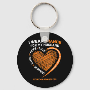 Porte-clés Femmes Femme Je Porte Orange Pour Mon Mari Leucémi