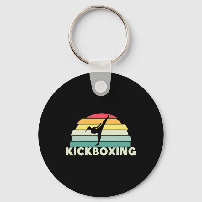 Porte-clés Femmes Kickboxing Arts Martiaux Rétro Karaté Fille (Recto)
