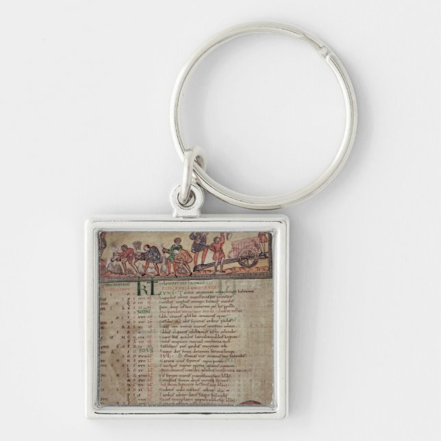Porte-clés Fenaison et labourage, d'un calendrier (Devant)