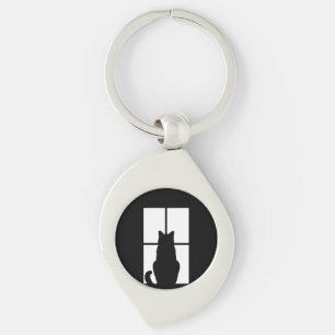 Porte-clés Fenêtre Chat Noir Cliquez pour Personnaliser une d