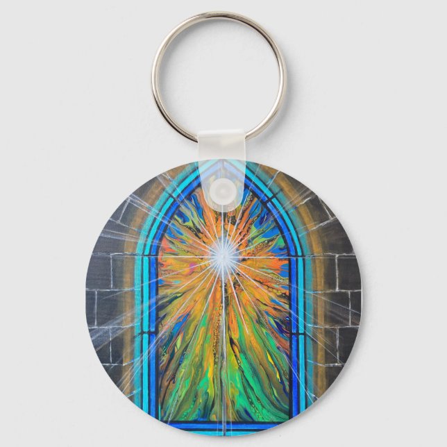 Porte-clés Fenêtre en verre de l'église Light 3 (Recto)