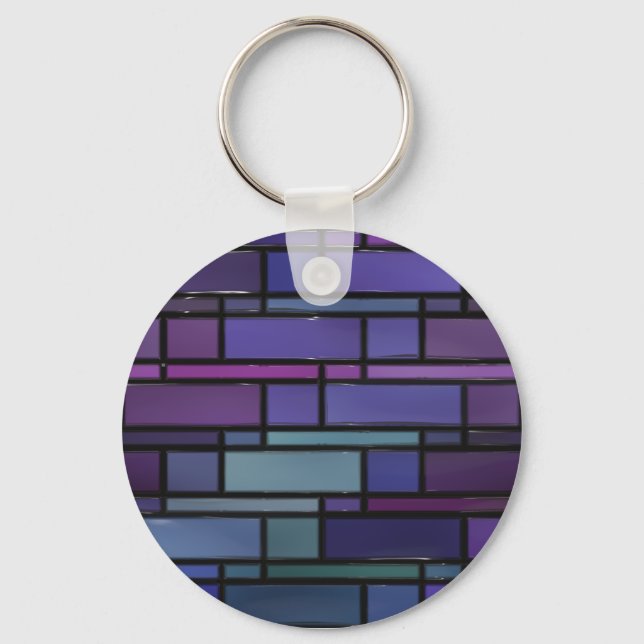 Porte-clés Fenêtre en verre Turquoise, bleu et violet (Recto)