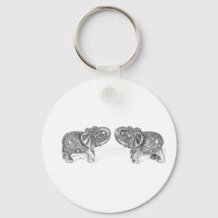 Porte-clés Feng Shui Double Elephant - B&W