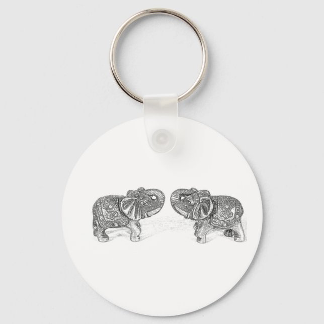 Porte-clés Feng Shui Double Elephant - B&W (Recto)