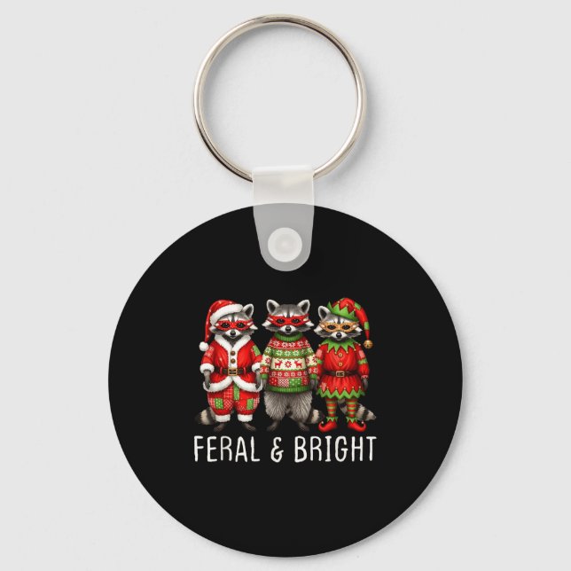 Porte-clés Feral And Bright Raccoon Santa Christmas Holiday T (Recto)