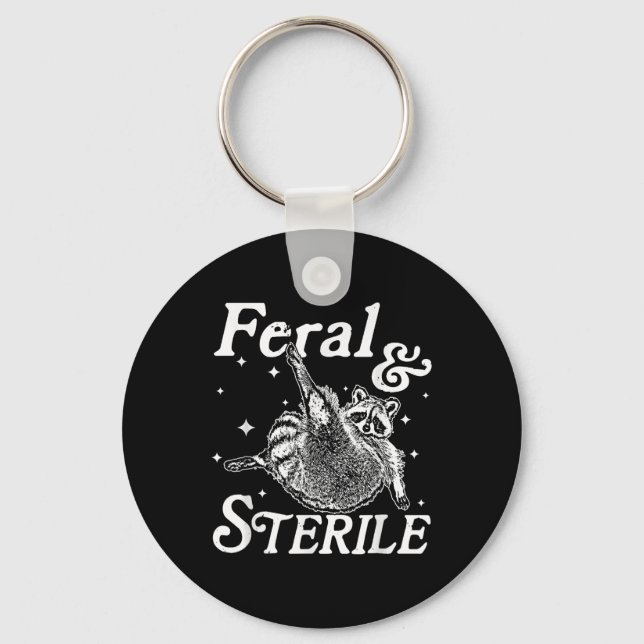 Porte-clés Feral Et Stérile, Funny Raccoon Meme (Recto)
