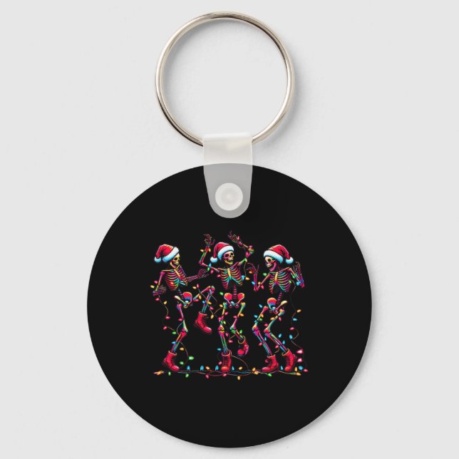 Porte-clés Ferme Noël Danser Skeleton Drôle Pyjamas Noël (Recto)
