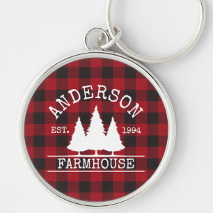 Porte-clés Ferme Nom de famille Red Buffalo Plaid