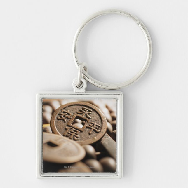 Porte-clés Fermez-vous de la pièce de monnaie chinoise (Devant)