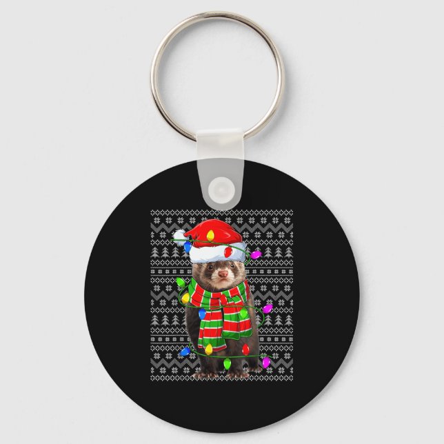 Porte-clés Ferret Ugly Xmas Lighting Santa Ferret Christmas  (Recto)