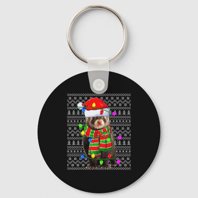 Porte-clés Ferret Ugly Xmas Lighting Santa Ferret Christmas  (Recto)