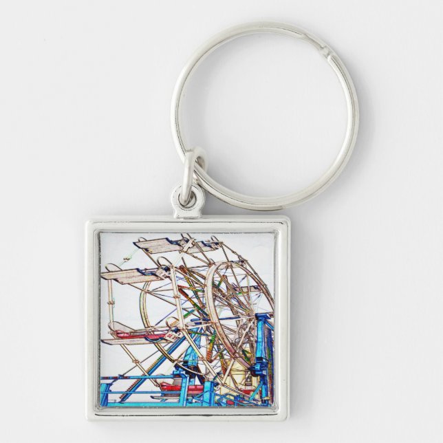 Porte-clés Ferris Wheel-Chalk Outline par Shirley Taylor (Devant)