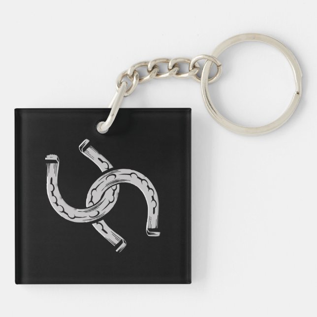 Porte-clés Fers à cheval sur noir (Dos)