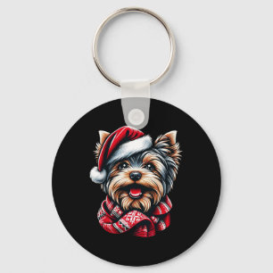 Porte-clés Festif Yorkshire Terrier À Père Noël Gear
