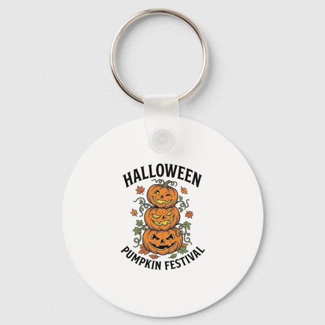 Porte-clés Festival de citrouilles d'Halloween Jack O Lantern (Recto)