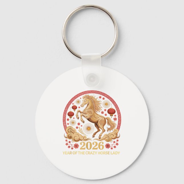 Porte-clés Festive 2026 Year Of Crazy Horse Lady Lunar Girl Z (Recto)