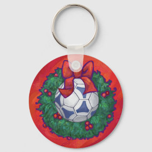 Porte-clés Festive Futbal en couronne rouge