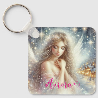 Porte-clés Festive Girly Watercolor Ethereal Frost Snow Angel