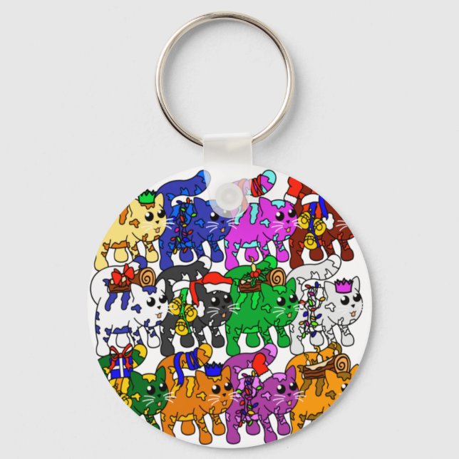 Porte-clés Festive Jolly Meowy Christmas Cats (Recto)