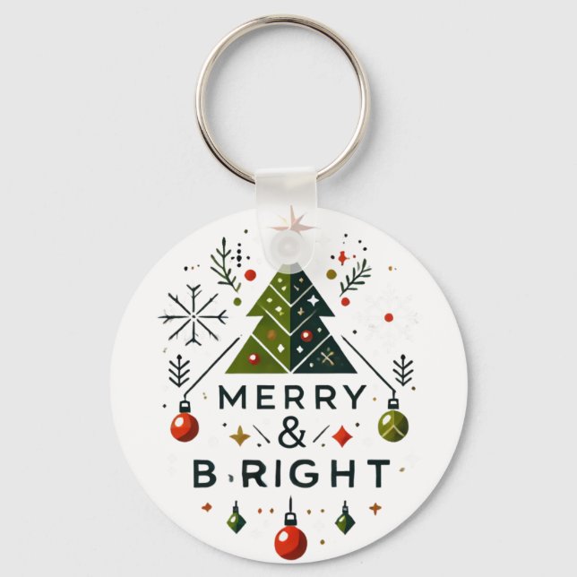 Porte-clés Festive Joyeux et brillant Design d'arbre de Noël (Recto)