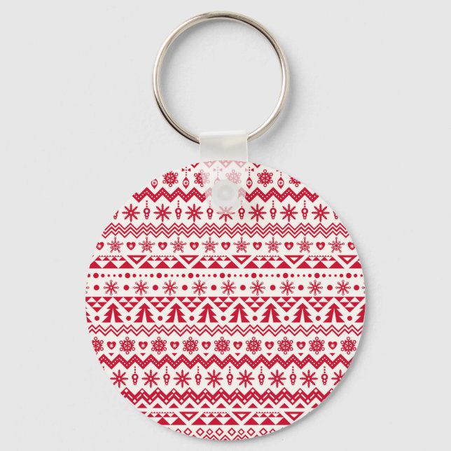Porte-clés Festive Noël sans couture motif. (Recto)