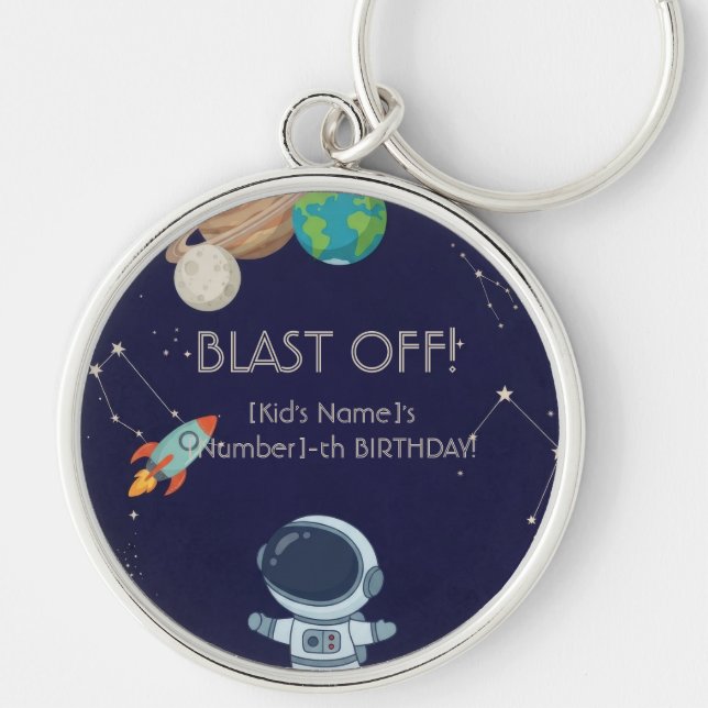 Porte-clés Fête d'anniversaire aventure spatiale mignonne (Devant)