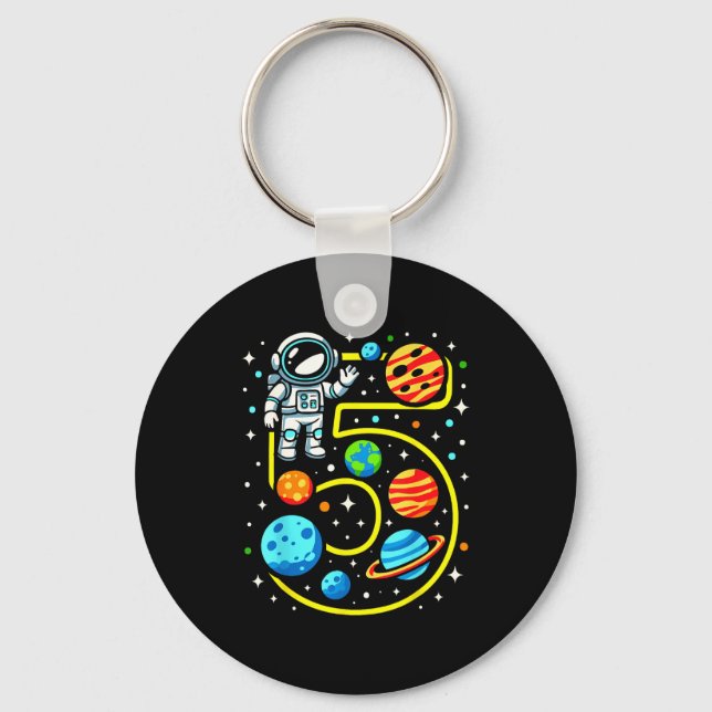 Porte-clés Fête d'anniversaire de 5 ans d'astronaute garçon f (Recto)