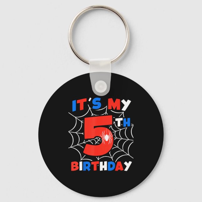 Porte-clés Fête d'anniversaire de 5 ans Toile d'araignée 5e a (Recto)