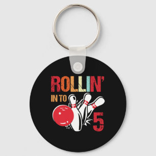 Porte-clés Fête d'anniversaire de bowling en roulant dans 5 5