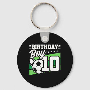 Porte-clés Fête d'anniversaire de football - Garçon de 10 ans
