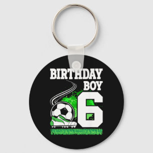 Porte-clés Fête d'anniversaire de football - Garçon de 6 ans