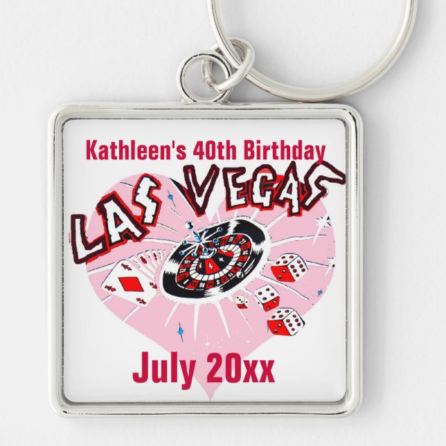 Porte-clés Fête d'anniversaire de Las Vegas pour elle (Devant)