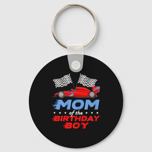 Porte-clés Fête d'anniversaire de voiture de course Maman ado (Recto)