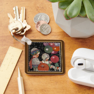 Porte-clés Fête d'anniversaire d'enfants vintage, ballons et 