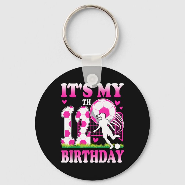 Porte-clés Fête d'anniversaire pour fille de 12 ans thème foo (Recto)