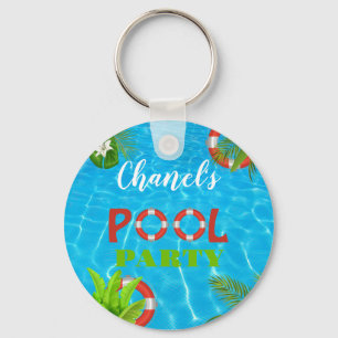 Porte-clés Fête de la piscine tropicale   Anniversaire d'été
