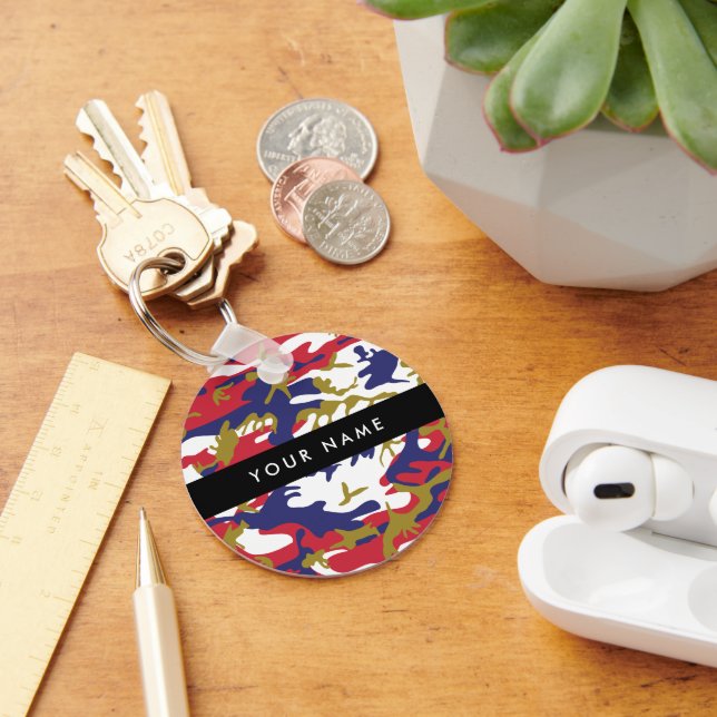 Porte-clés Fête de l'Indépendance Camouflage Votre nom Person (Bureau)