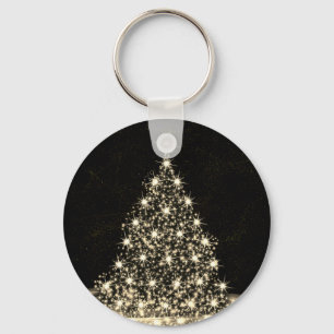 Porte-clés Fête de Noël Arbre Brillant Doré Hiver Noir