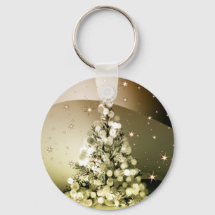 Porte-clés Fête de Noël Arbre d'Or brillant Étincelles